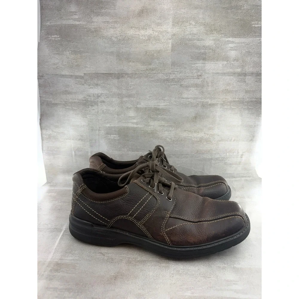 Clarks Men Dark Brown Leather Bicycle Toe Oxford Shoes 26103260 Size 11M